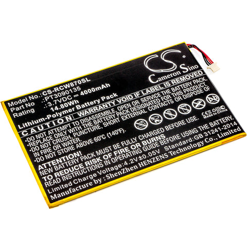 RCA Galileo Pro 11.5",RCT6303W87,RCT6303W87DK,RCT6513W87,Viking Pro 10; P/N:PT3090135 Battery