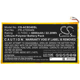 New Replacement 6000mAh Battery for Acer Iconia One 10 B3-A40; P/N:PR-279594N,PR-279594N(1ICP3/95/94-2)