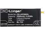 New 2500mAh Battery for LG F690L,F690S,K500,K500H,K580,K580AR,K580F,K580H,K580Y,X Cam,X Cam 4G; P/N:BL-T23,EAC63278801