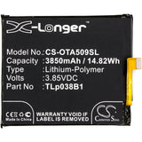 New 3850mAh Battery for Alcatel 5090Y,7071D,7071DX,A7,A7 LTE,A7 LTE Dual SIM TD-LTE,A7 XL,OT-5090Y,OT-7071D,OT-7071DX; P/N:CAC3860004C1,TLp038B1