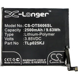 New 2500mAh Battery for Alcatel One Touch Idol 5S,One Touch Idol 5S LTE,OT-6060S,OT-6060X; P/N:TLp025K1,TLp025KJ