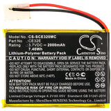 New 2000mAh Battery for Safety Vision  Prima Facie,SV-PRIMAFACE32E; P/N: CE32E